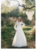 Long Sleeves Ivory Lace Tulle V Back Awesome Wedding Dress Long Sleeves Ivory Lace Tulle V Back Awesome Wedding Dress
